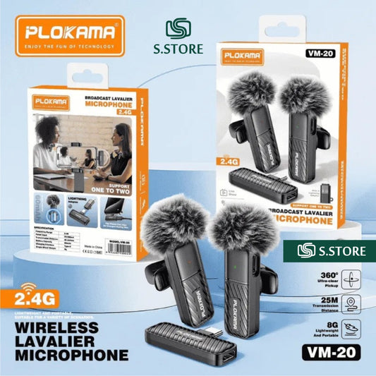 PLOKAMA VM20 Wireless Microphone – Lavalier Mic Set for Clear Audio